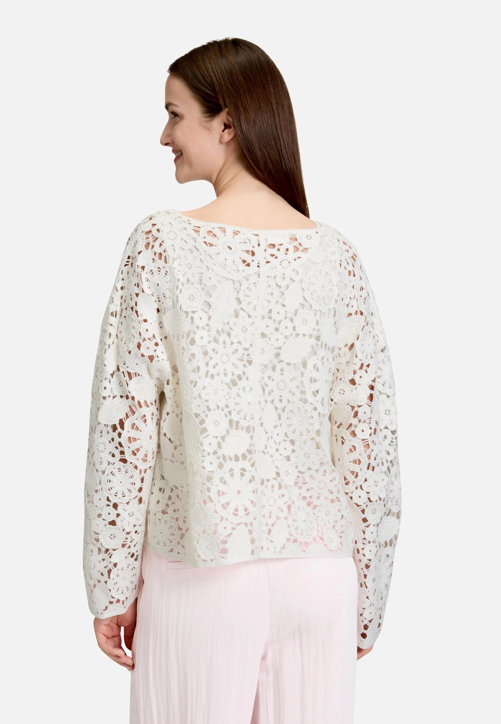 Betty Barclay Offwhite Women Open-Knit Sweater with Boat Neck SKU: 5999-3287_1014 Image 03