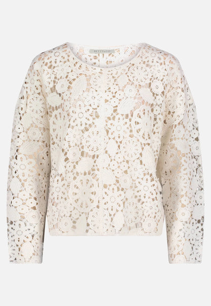 Betty Barclay Offwhite Women Open-Knit Sweater with Boat Neck SKU: 5999-3287_1014 Image 04