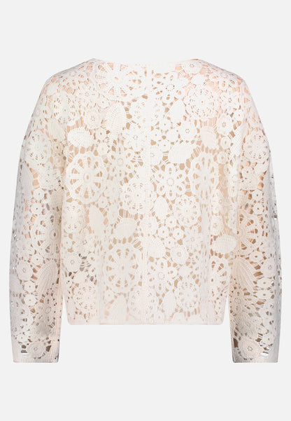 Betty Barclay Offwhite Women Open-Knit Sweater with Boat Neck SKU: 5999-3287_1014 Image 05