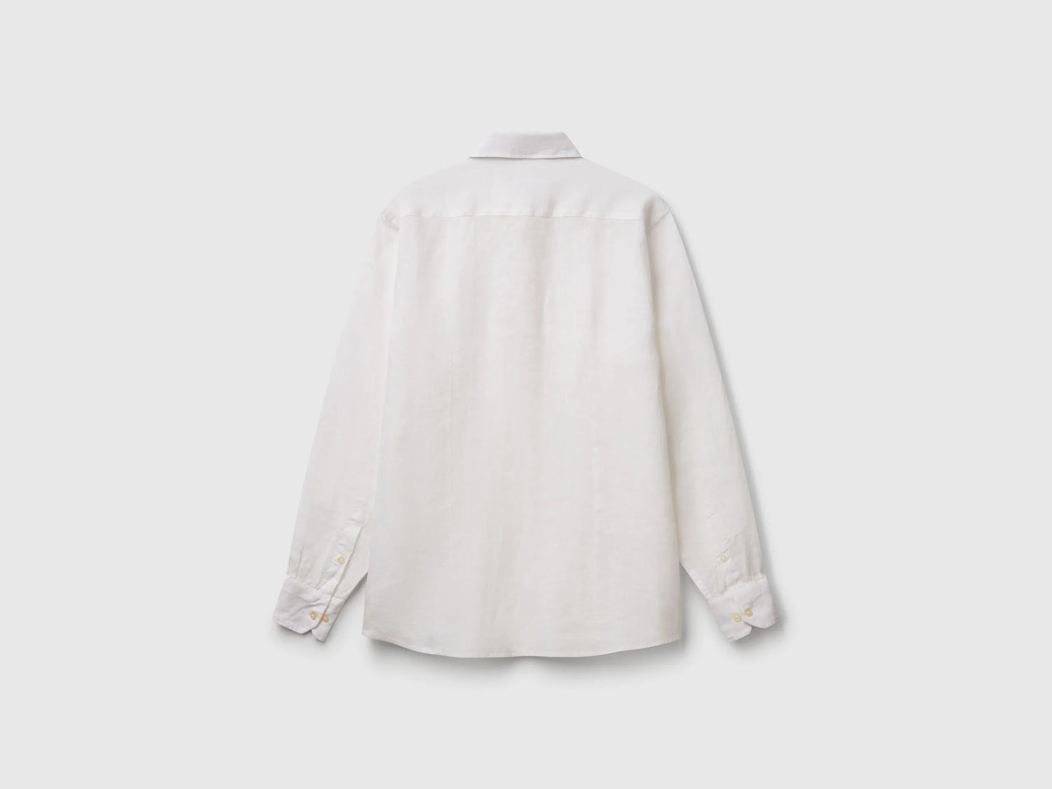 Benetton White Men Shirt in Pure Linen SKU: 5BKUUQ04Q_101 Image 02