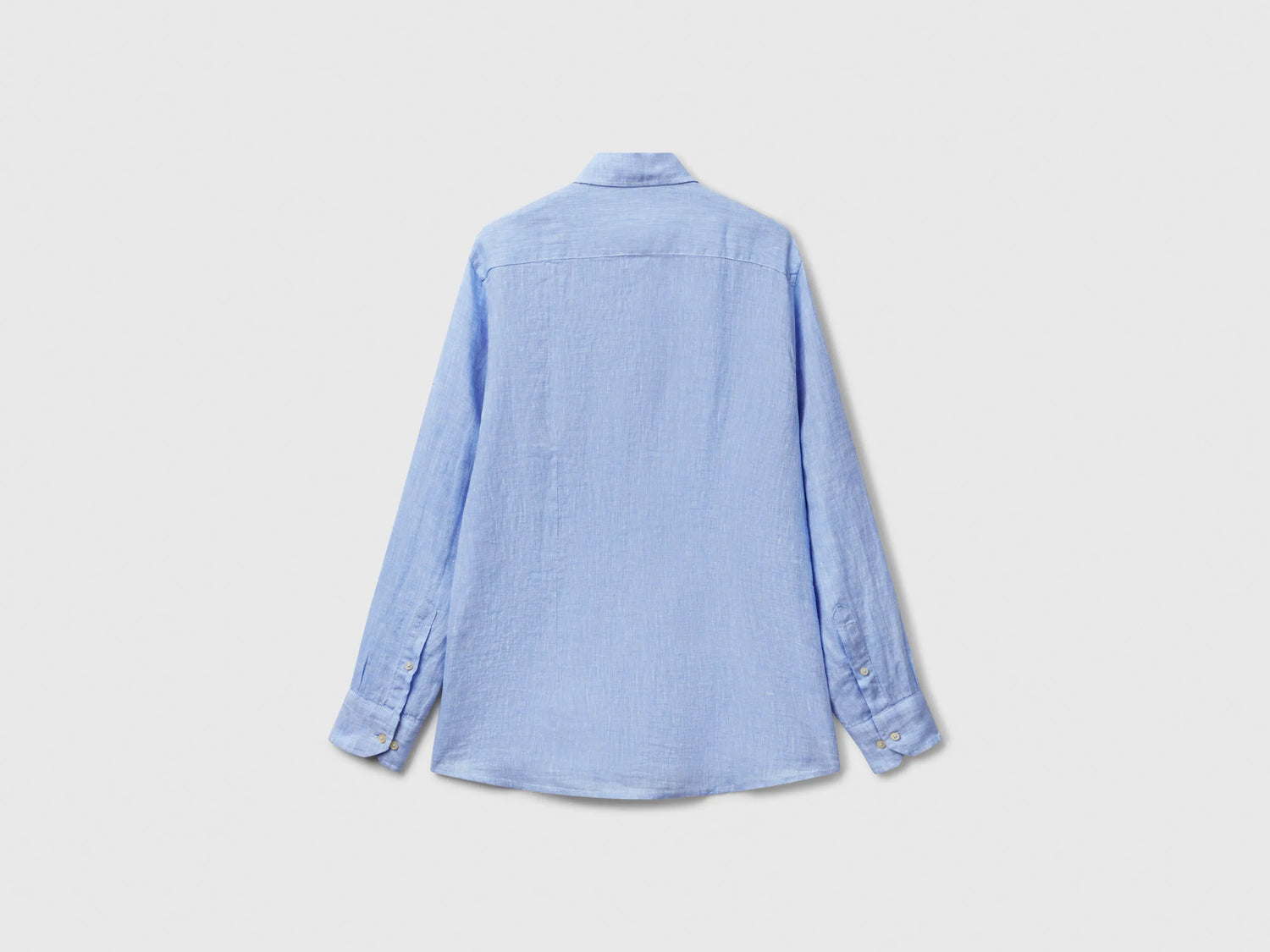 Benetton Light Blue Men Shirt in Pure Linen SKU: 5BKUUQ04Q_907 Image 06