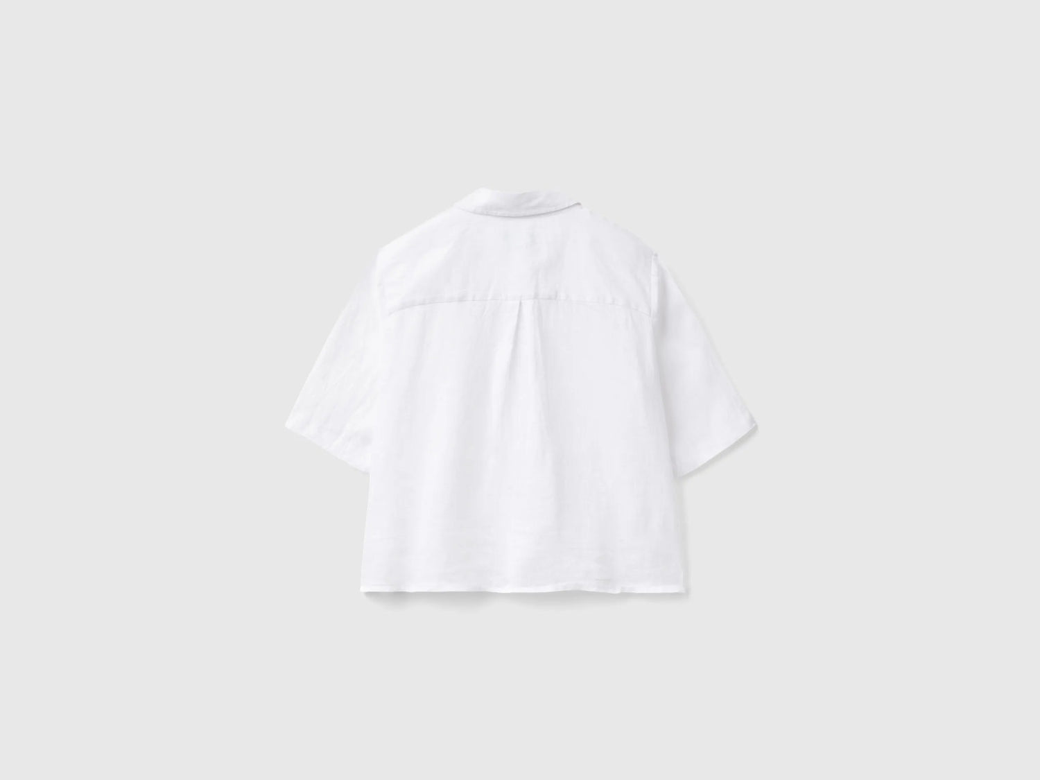 Benetton White Women Short Shirt in Pure Linen SKU: 5BML5QB75_101 Image 02