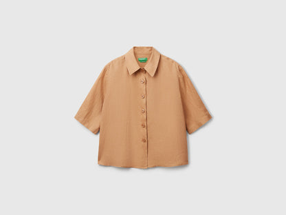 Benetton_Short Shirt in Pure Linen_5BML5QB75_193_03