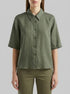 Benetton Military Green Women Short Shirt in Pure Linen SKU: 5BML5QB75_20W Image 00