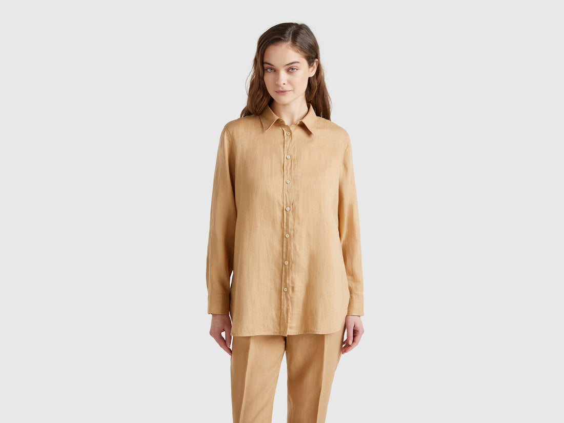 Benetton_Long Shirt in Pure Linen_5BMLDQ02U_193_01