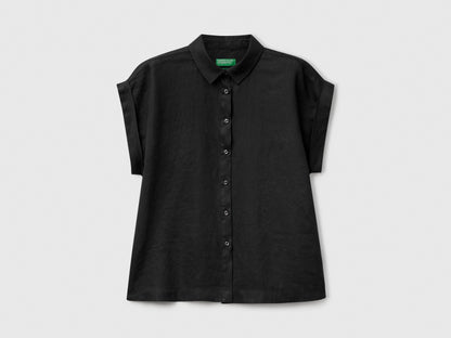 Benetton_Regular Fit Shirt in Pure Linen_5BMLDQ06V_100_03