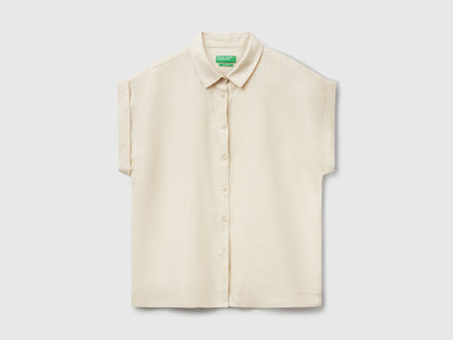 Benetton_Regular Fit Shirt in Pure Linen_5BMLDQ06V_152_04