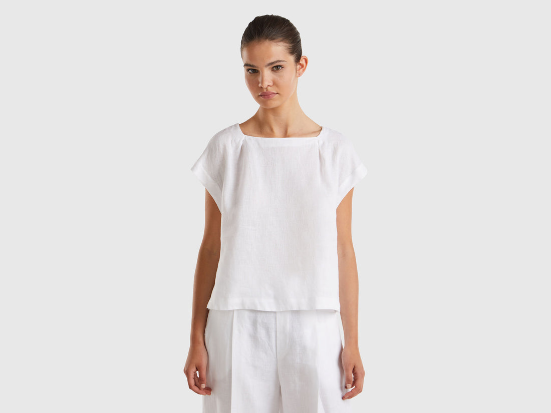 Square Neck Blouse In Pure Linen_5BMLDQ079_101_01