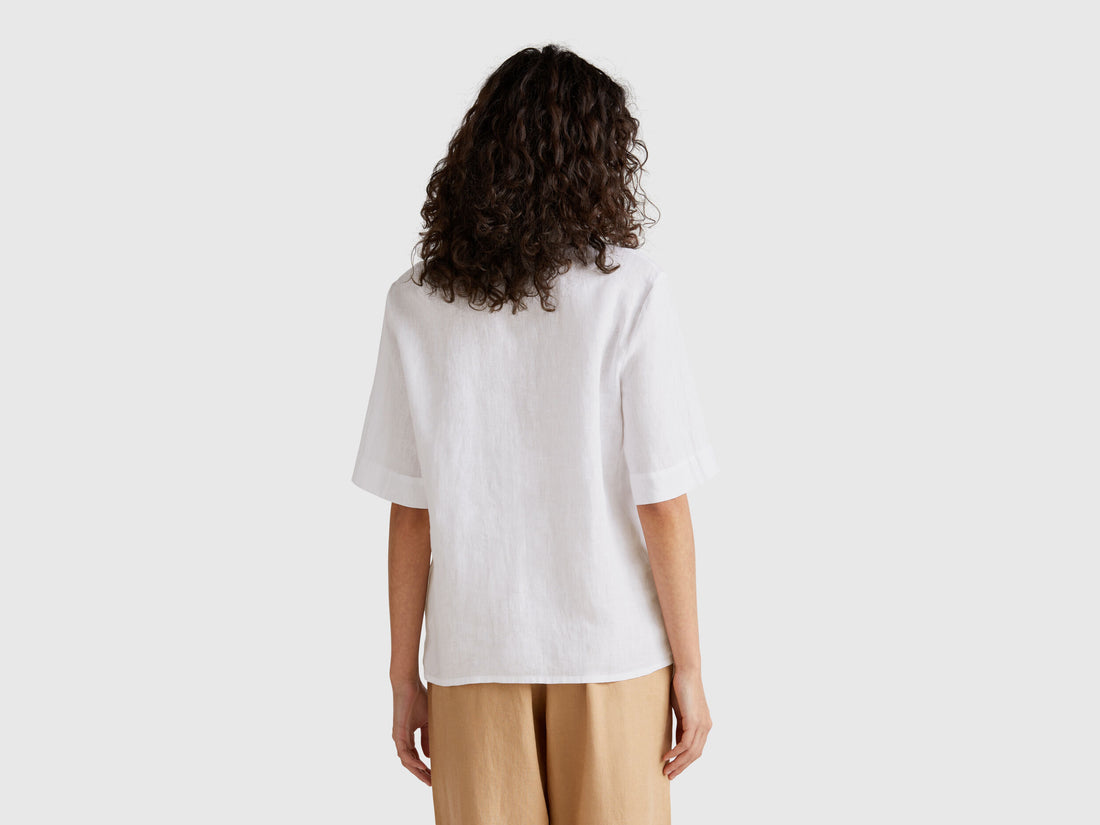 Benetton_Short Sleeve Blouse in Pure Linen_5BMLDQ0B6_101_02