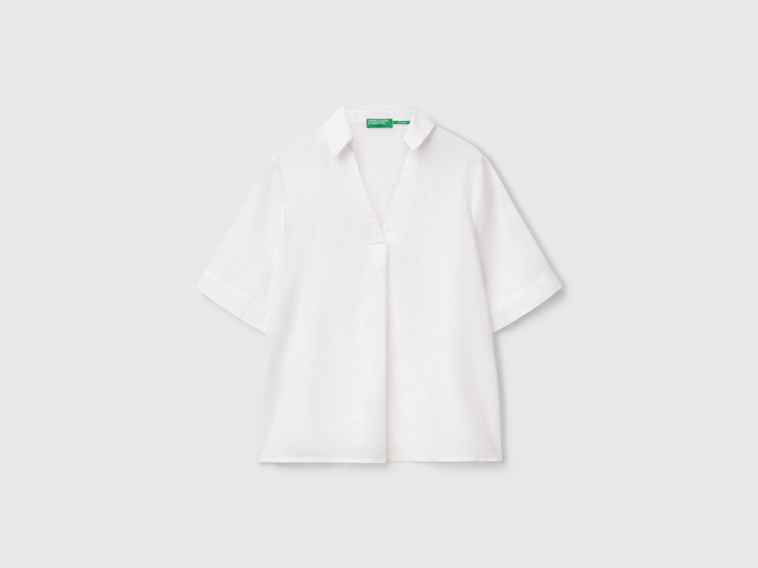 Benetton_Short Sleeve Blouse in Pure Linen_5BMLDQ0B6_101_03