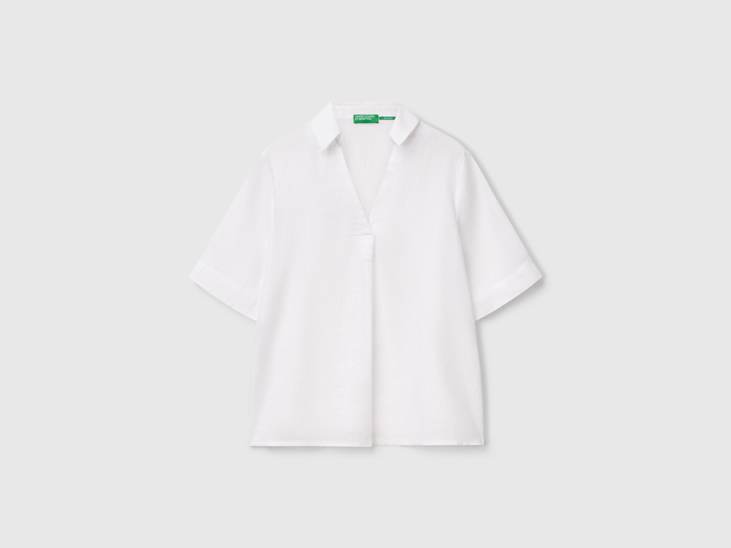 Benetton_Short Sleeve Blouse in Pure Linen_5BMLDQ0B6_101_03