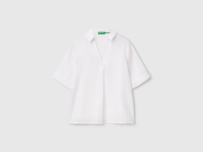 Benetton_Short Sleeve Blouse in Pure Linen_5BMLDQ0B6_101_03