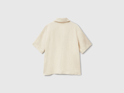 Benetton_Short Sleeve Blouse in Pure Linen_5BMLDQ0B6_152_04