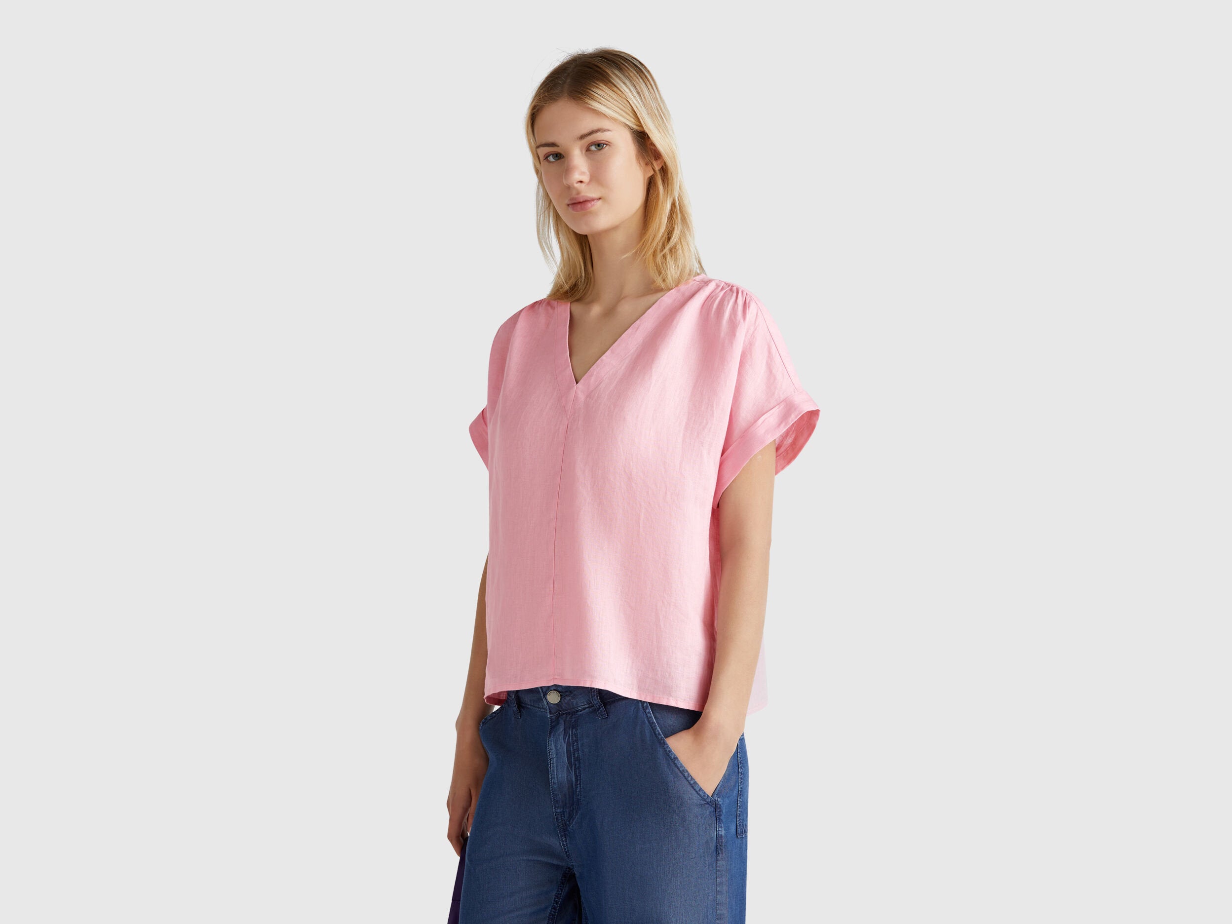 Benetton_Blouse in Pure Linen_5BMLDQ0BR_09J_01