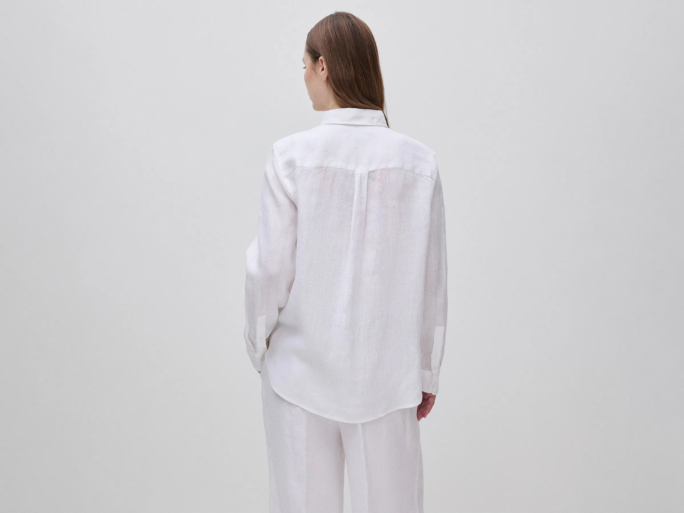 Benetton White Women Regular Fit Shirt in Pure Linen SKU: 5BMLDQ0D9_101 Image 02