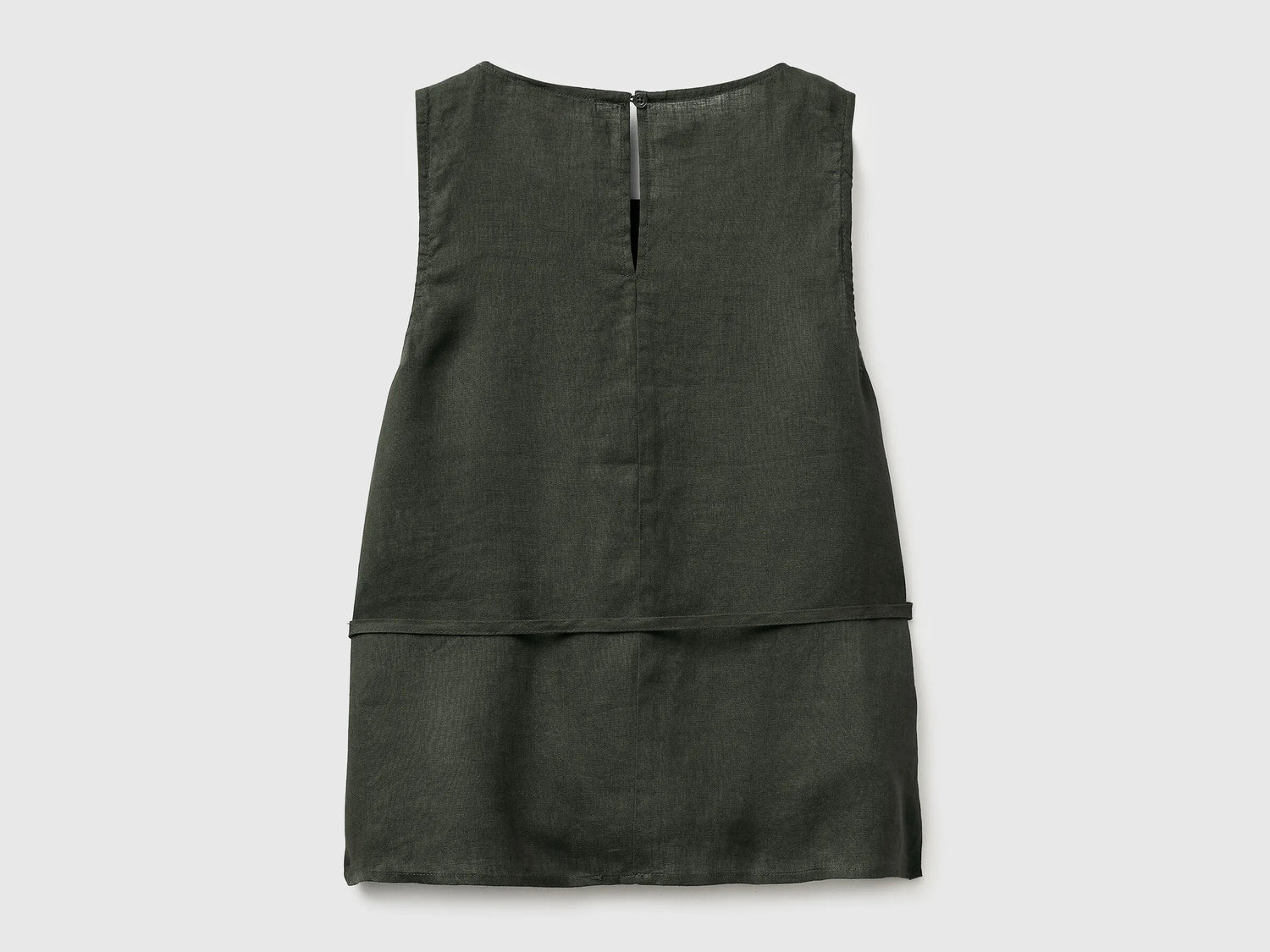 Benetton Military Green Women 100% Linen Tank Top with Strap SKU: 5BMLDQ0DZ_20W Image 02