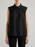 Benetton Black Women 100% Linen Sleeveless Blouse SKU: 5BMLDQ0E0_100 Image 00