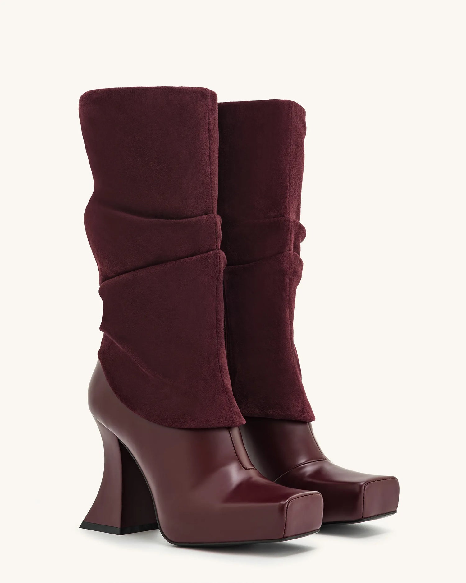 JW PEI_Claret Red_Reyna Square Toe Platform Knit Boots_5BS38-4_Claret Red_02