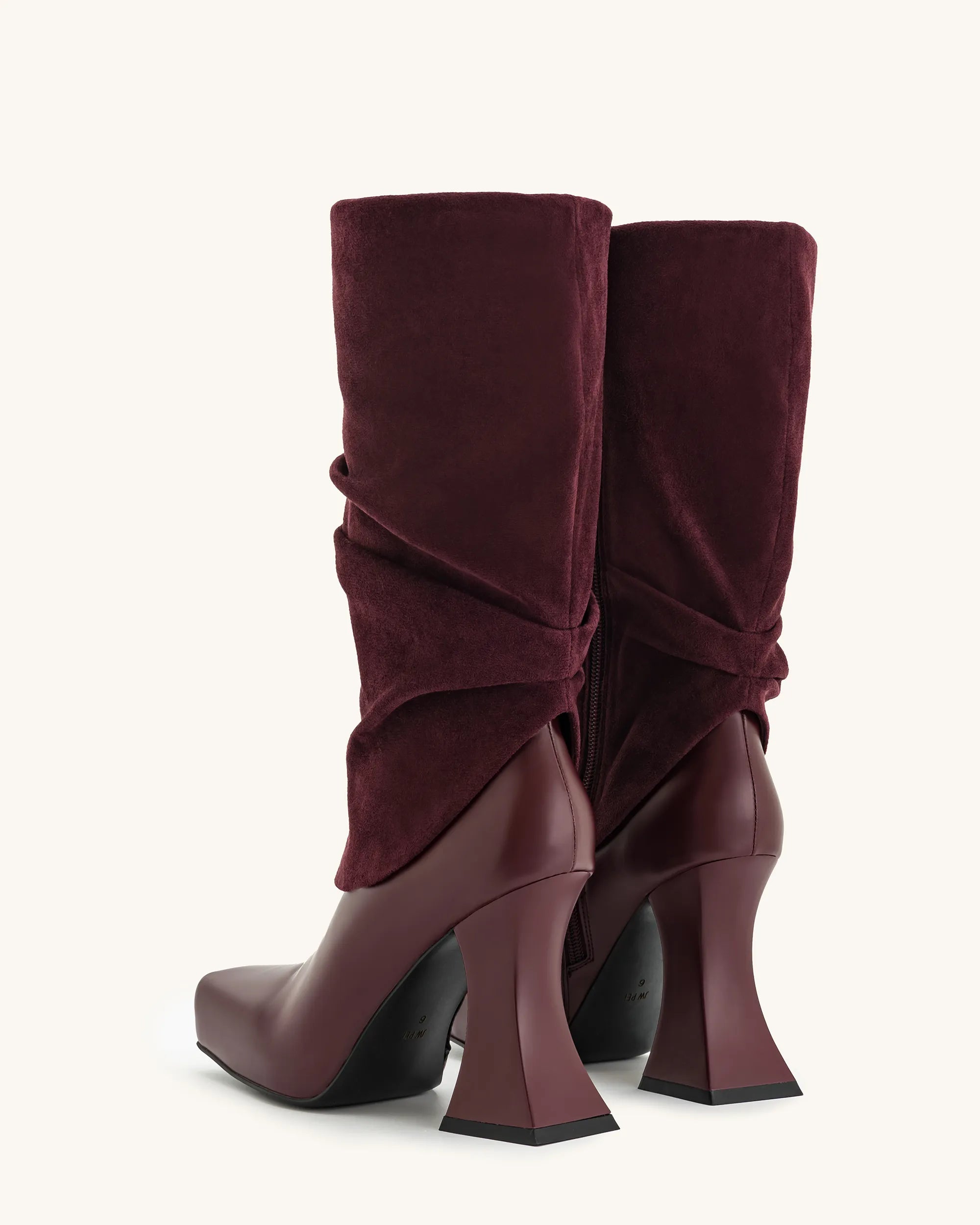 JW PEI_Claret Red_Reyna Square Toe Platform Knit Boots_5BS38-4_Claret Red_03