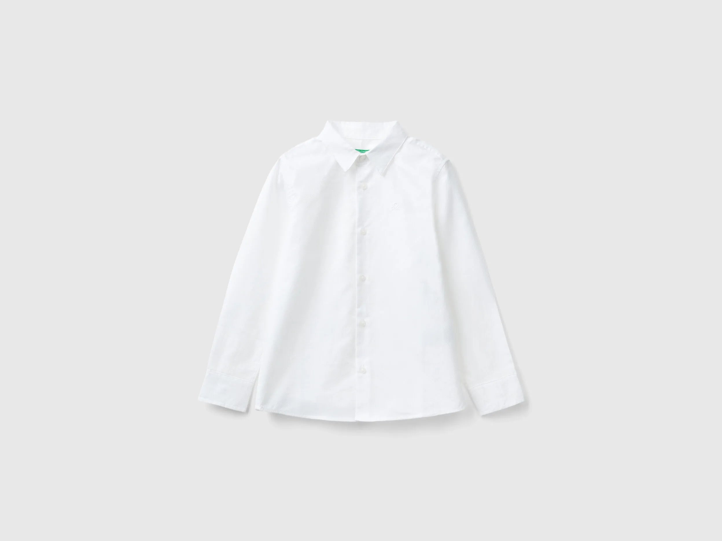 Benetton White Boys Classic Shirt in Pure Cotton SKU: 5DGXCQ00T_915 Image 01