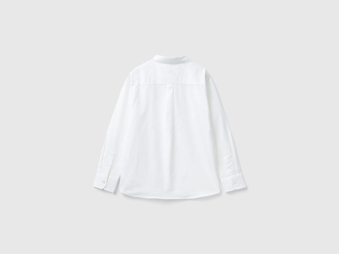 Benetton White Boys Classic Shirt in Pure Cotton SKU: 5DGXCQ00T_915 Image 02