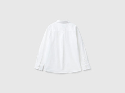 Benetton White Boys Classic Shirt in Pure Cotton SKU: 5DGXCQ00T_915 Image 02