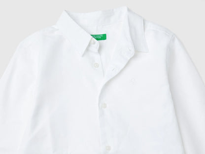 Benetton White Boys Classic Shirt in Pure Cotton SKU: 5DGXCQ00T_915 Image 03