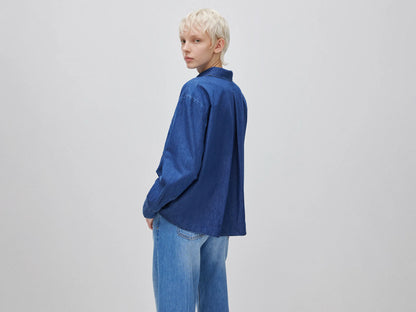 Benetton Blue Women Cropped Chambray Shirt SKU: 5DHJDQ0DT_901 Image 02
