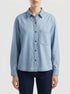 Benetton Light Blue Women Cropped Chambray Shirt SKU: 5DHJDQ0DT_902 Image 00