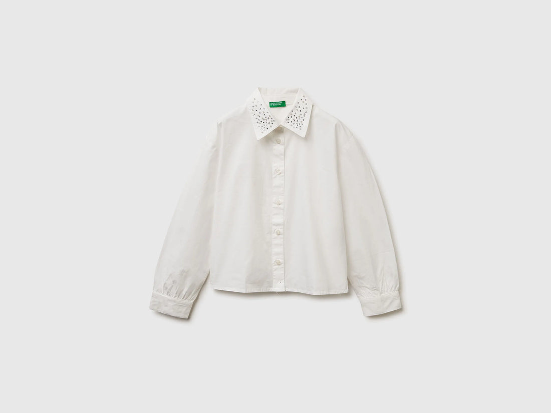 Benetton_Creamy White_Shirt with Jewel-Effect Applique_5EW7CQ04L_074_01