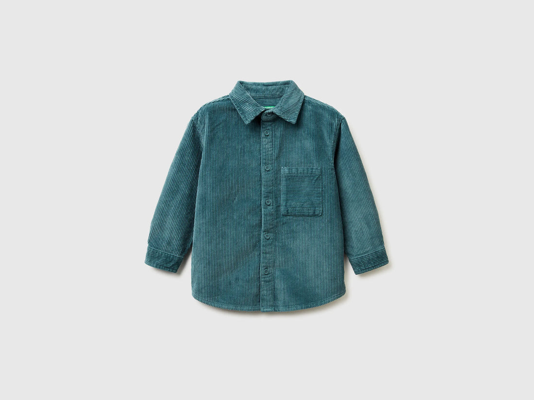 Benetton_Turquoise_Corduroy Shirt with Pocket_5IKTGQ02W_19W_01