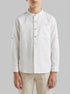 Benetton White Boys Linen Blend Mandarin Collar Shirt SKU: 5IPVCQ04T_101 Image 00