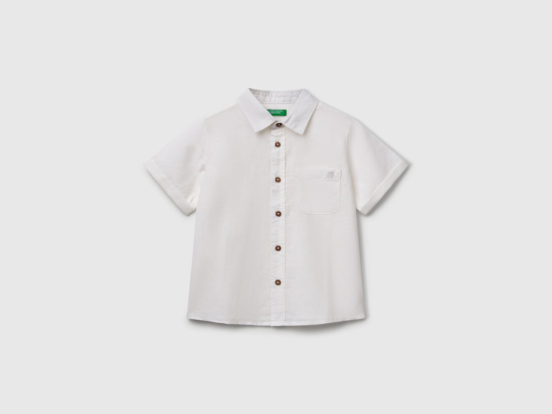 Benetton_Short Sleeve Shirt in Linen Blend_5IPVGQ02H_101_01