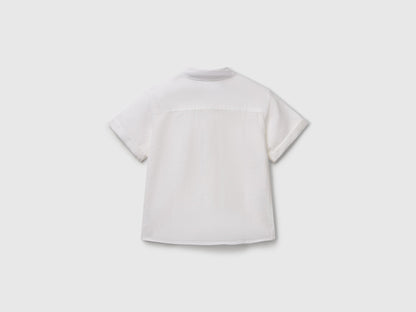 Benetton_Short Sleeve Shirt in Linen Blend_5IPVGQ02H_101_02