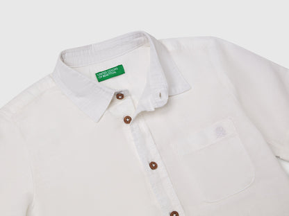 Benetton_Short Sleeve Shirt in Linen Blend_5IPVGQ02H_101_03