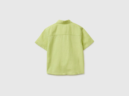 Benetton Lime Boys Short-Sleeved Linen Blend Shirt SKU: 5IPVGQ033_0M4 Image 02