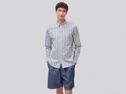 Benetton Creamy white Men Striped Button-Down Shirt SKU: 5KEJUQ076_901 Image 01