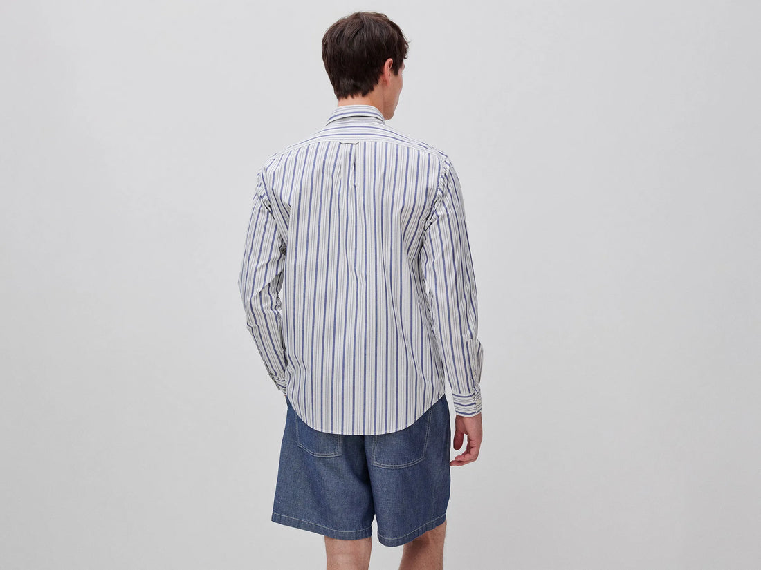 Benetton Creamy white Men Striped Button-Down Shirt SKU: 5KEJUQ076_901 Image 02