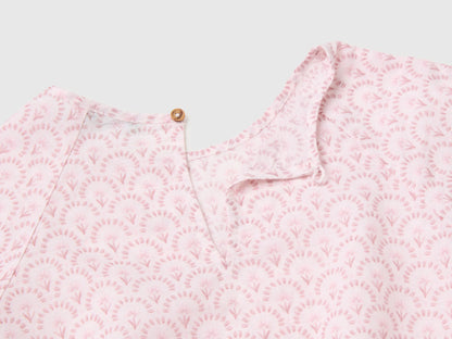 Benetton Soft Pink Girls Floral Blouse in Linen Blend SKU: 5NVDCQ04S_68C Image 03