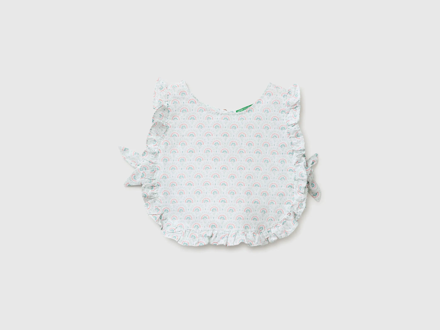 Benetton Aqua Girls Floral Blouse in Linen Blend SKU: 5NVDGQ035_68A Image 01