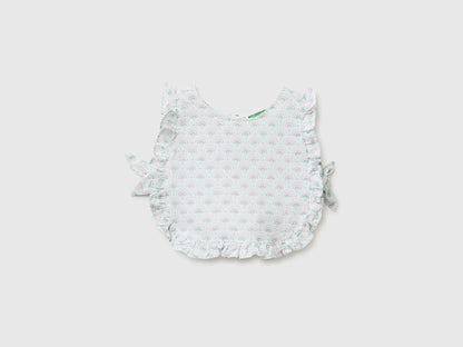 Benetton Aqua Girls Floral Blouse in Linen Blend SKU: 5NVDGQ035_68A Image 01
