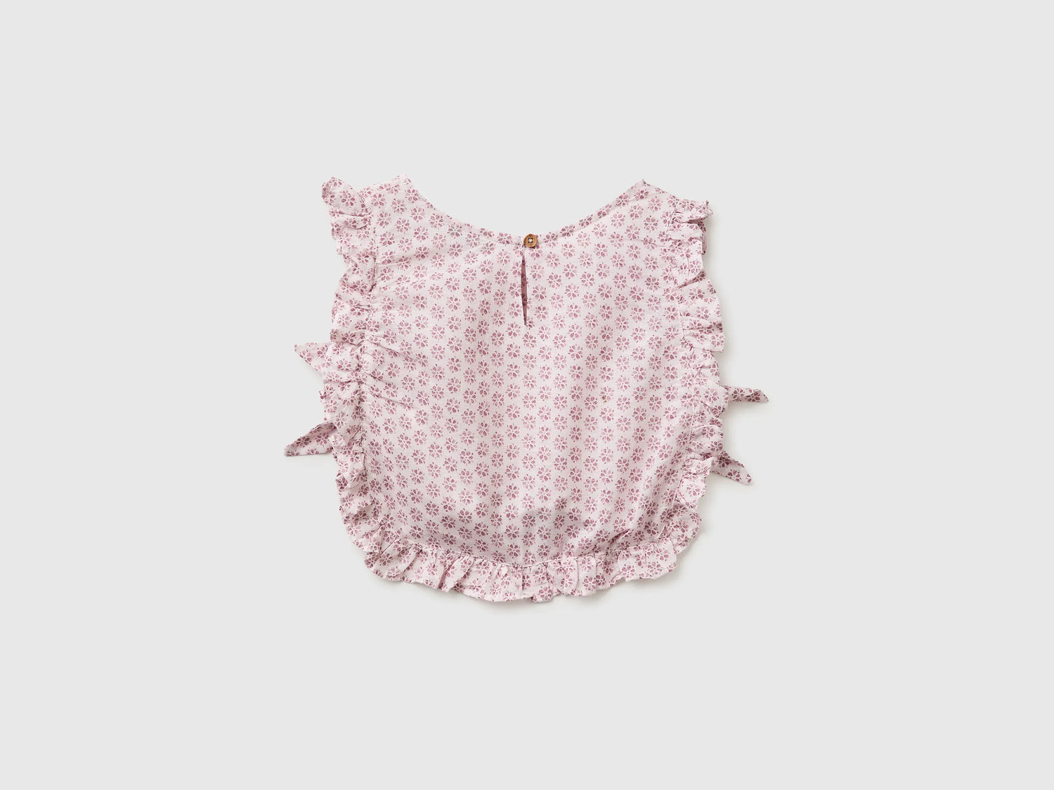 Benetton Pink Girls Floral Blouse in Linen Blend SKU: 5NVDGQ035_68E Image 02