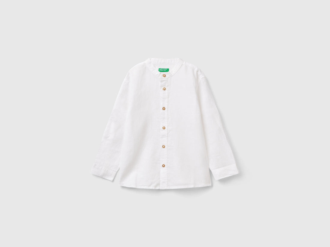 Mandarin Collar Shirt In Linen Blend_5Ok4Gq01L_101_01