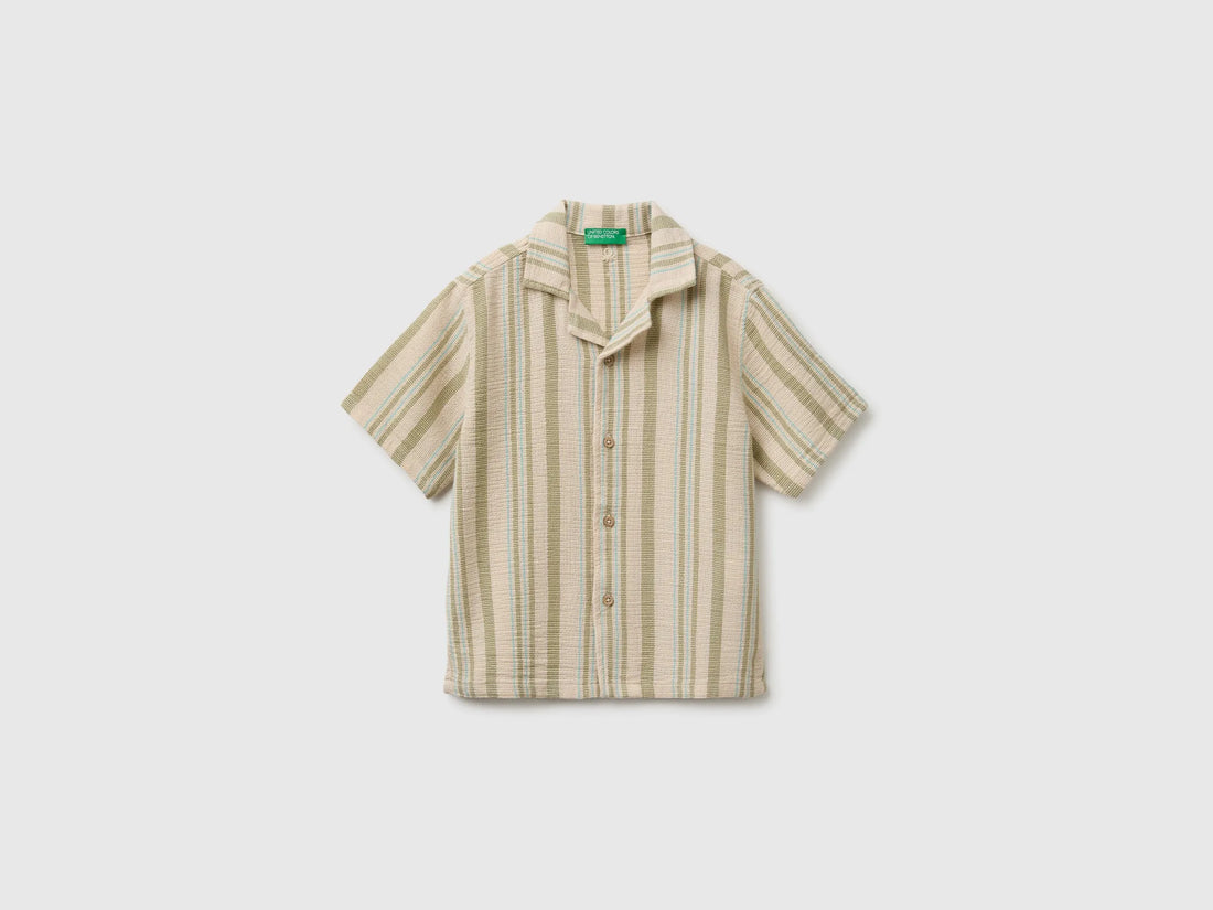 Benetton Multi-Color Boys Oversized Striped Shirt SKU: 5OZ3CQ050_901 Image 01