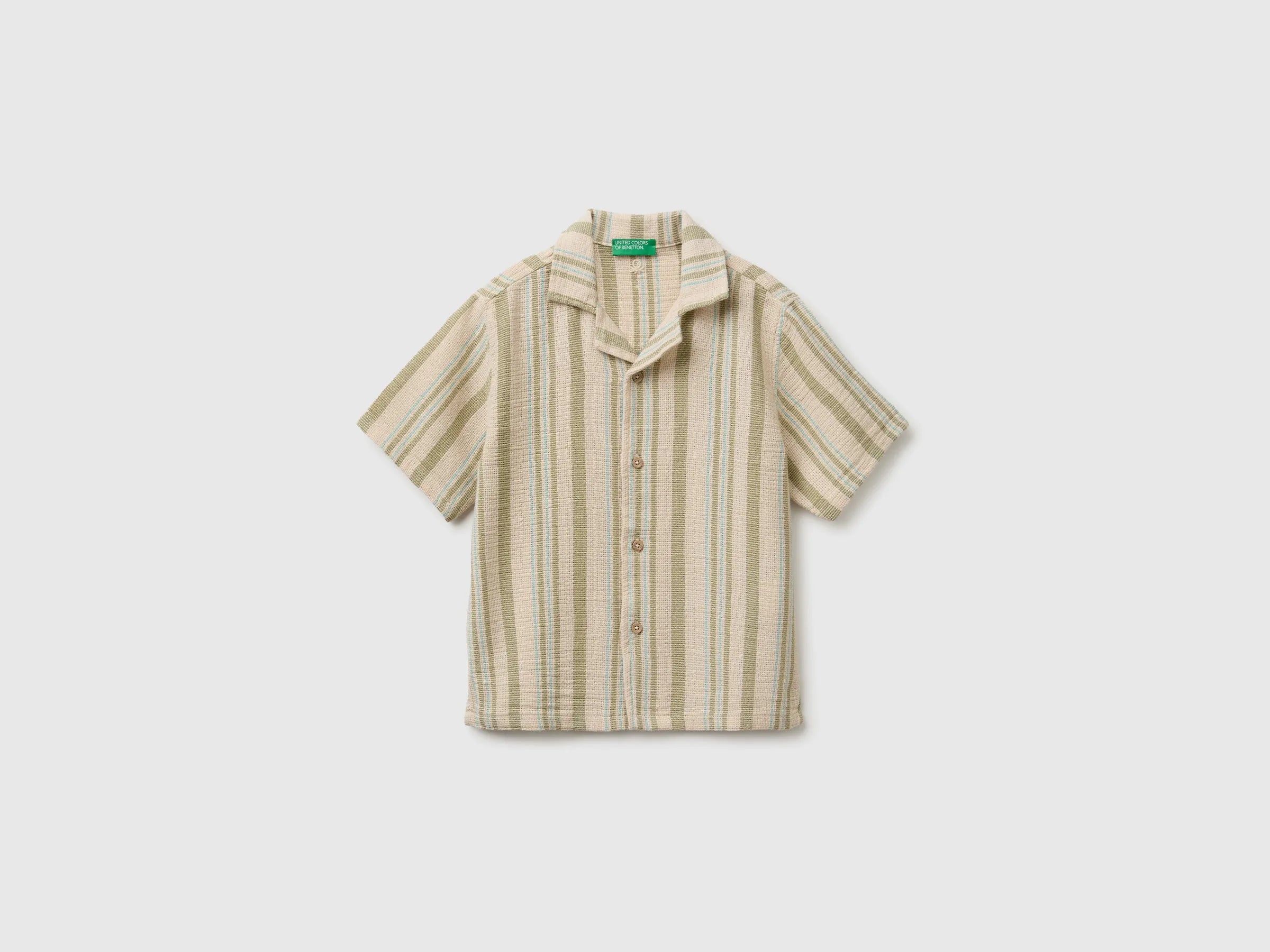 Benetton Multi-Color Boys Oversized Striped Shirt SKU: 5OZ3CQ050_901 Image 01
