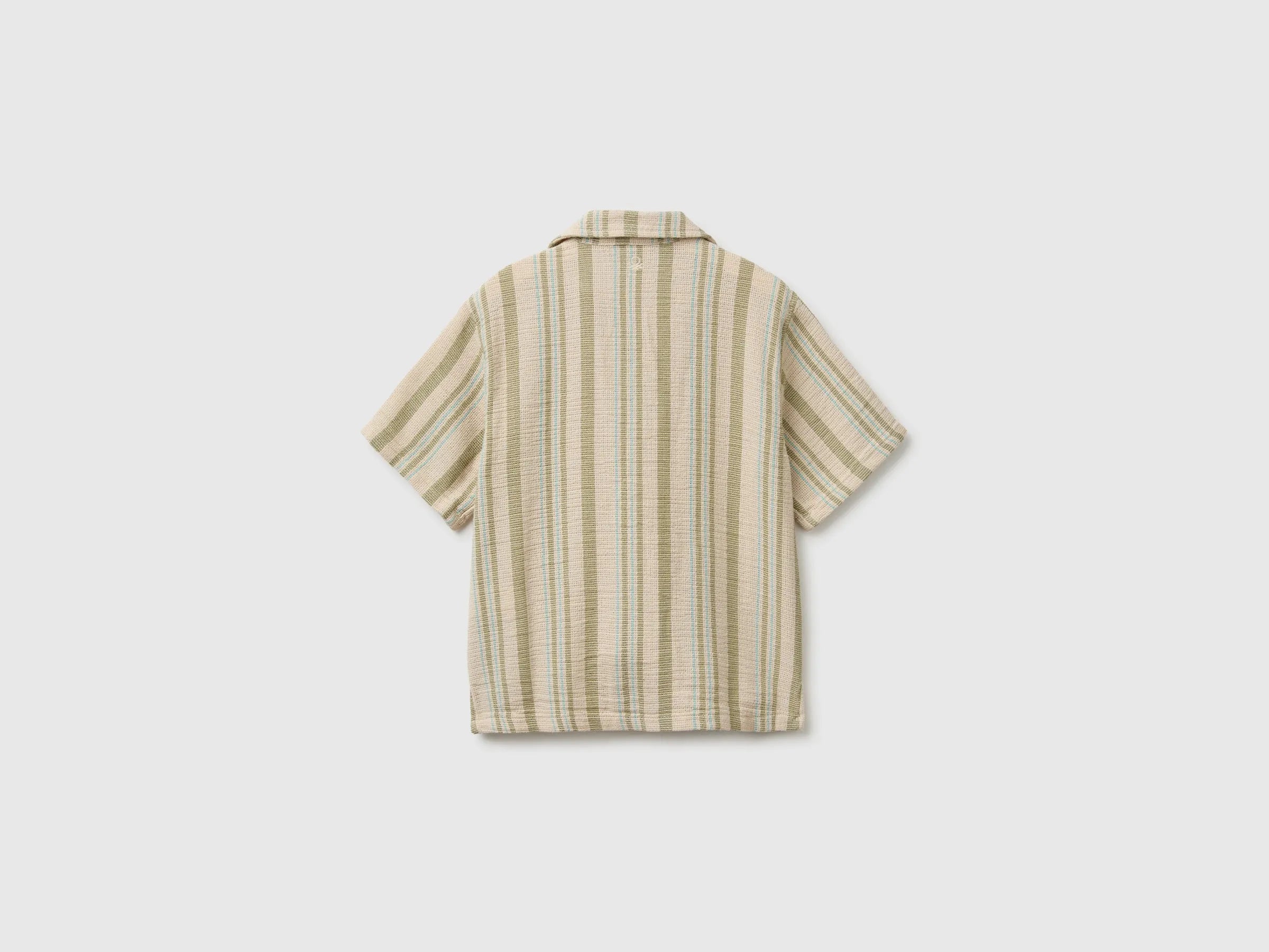 Benetton Multi-Color Boys Oversized Striped Shirt SKU: 5OZ3CQ050_901 Image 02