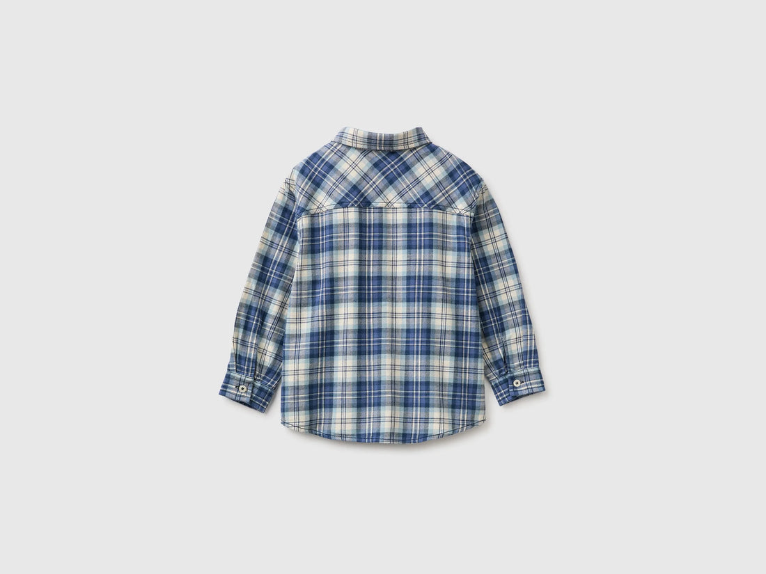 Benetton Blue Boys Oversized Checked Shirt SKU: 5PBAGQ03E_902 Image 02