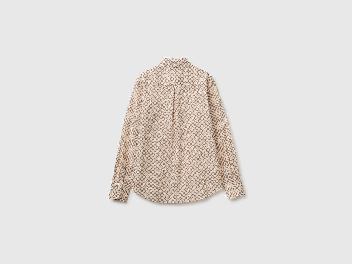 Benetton Creamy White Women Long-Sleeved Patterned Shirt SKU: 5Q6SDQ0AY_60H Image 02