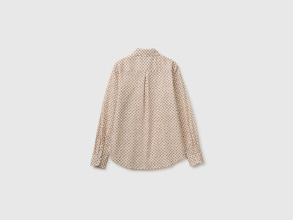 Benetton Creamy White Women Long-Sleeved Patterned Shirt SKU: 5Q6SDQ0AY_60H Image 02