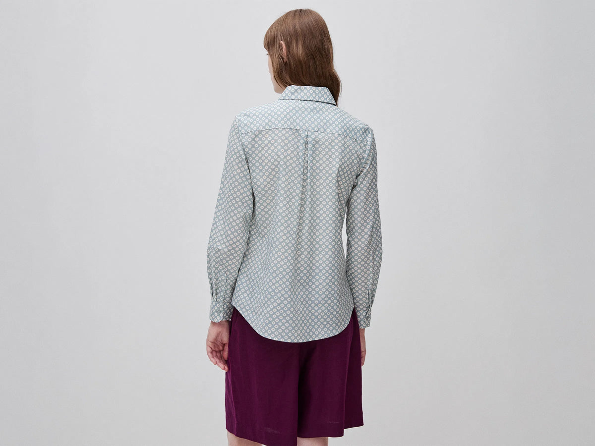 Benetton Light Gray Women Long-Sleeved Patterned Shirt SKU: 5Q6SDQ0AY_60J Image 02